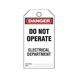 Plastic Tag, 'Danger Do Not Operate Elec