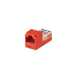 PANDUIT Módulo Universal, 8 cables, 8 posiciones, con bastidor, RJ45, Categoría 5e Mini-Com™, Rojo - CJ588RDY