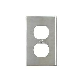 STAINLESS STEEL SINGLE GANG 106 DUPLEX SCREW-ON FACEPLATE. C