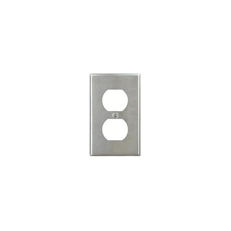 STAINLESS STEEL SINGLE GANG 106 DUPLEX SCREW-ON FACEPLATE. C