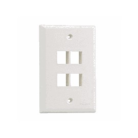 NETKEY  Placa de Pared Vertical, Salida Para 4 Puertos Keystone, Color Blanco - NK4FNWH